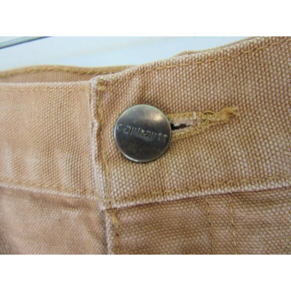 CARTHARTT Men's Brown Flannel Lined Dungaree Fit 35x30 Cotton Canvas Pants - Picture 2 of 5